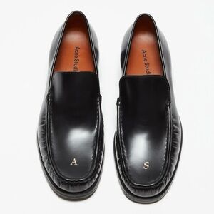 Acne Black Leather Slip-On Loafers